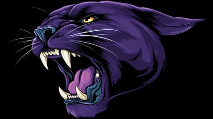Angry panther roaring vector illustration symbol showing fierce wild animal aggression. Powerful predator concept for mascot design, sports teams, and branding projects