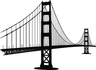 Fototapeta premium Silhouette Of Golden Gate Bridge San Francisco California Landmark USA Travel Symbol
