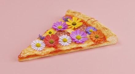 Pizza slice with flowers