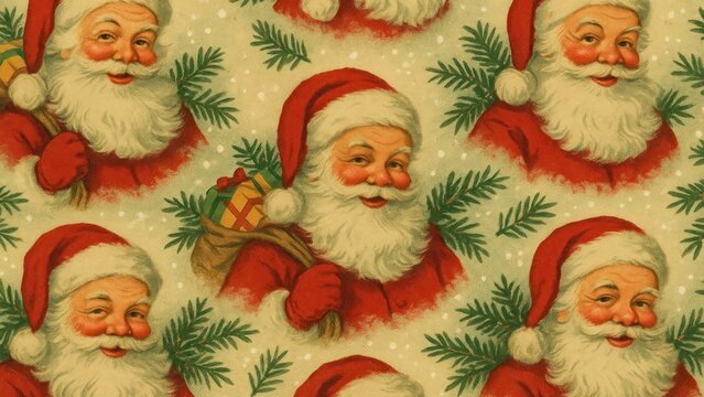 Vintage Santa Claus pattern wallpaper
