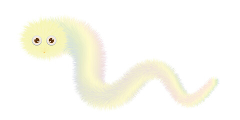 カラフルな毛虫のイラスト　架空の生き物　クリップアート　挿絵　png　3d
