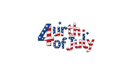 Fourth of July Text Design with American Flag Elements.