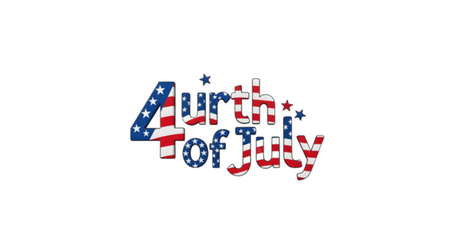 Fourth of July Text Design with American Flag Elements.