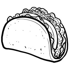 Simple and realistic taco line drawing