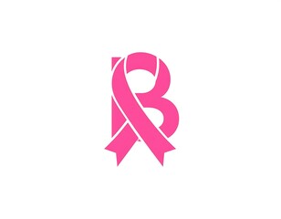 Pink ribbon design featuring the letter B