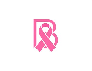 Pink ribbon logo, letter B