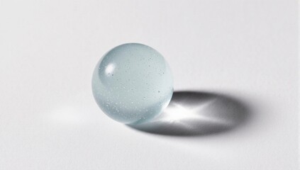 Translucent blue glass sphere casting a starburst shadow.