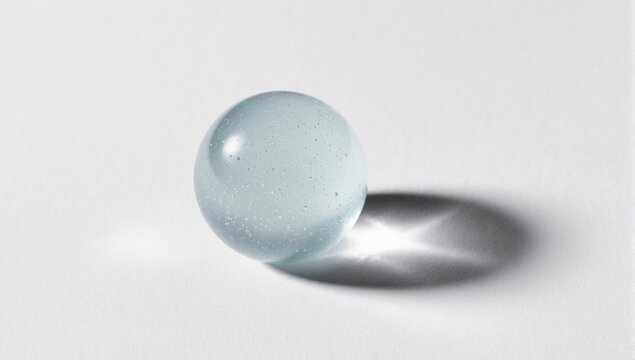 Translucent blue glass sphere casting a starburst shadow.