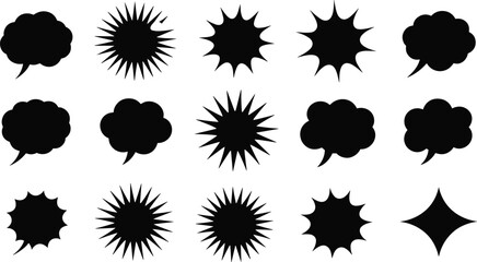 



Comic Speech Bubble and Starburst Silhouette Set for Graphic Design, Dialogue Emphasis, Visual Impact, and Creative Communication Templates