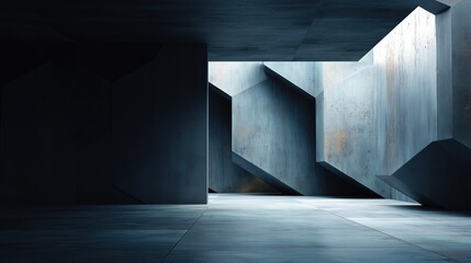 Obraz premium A large empty room with a wall in the middle