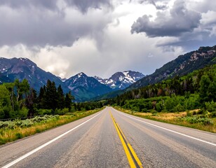 Fototapeta premium Mountain road under dramatic sky