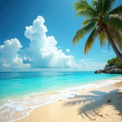 tropical beach with palm trees