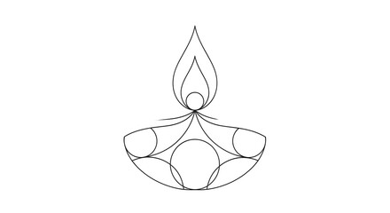 Minimalist Diwali Lamp Line Art Simple Modern Design for Festive Occasions