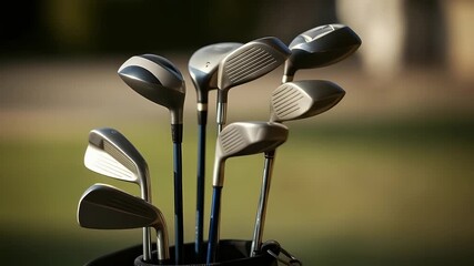 Dynamic golf club set ready for action, capturing the thrill and precision of the game. - Powered by Adobe