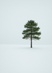 Obraz premium Solitary tree in snowy landscape.