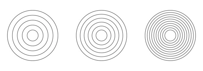 Polar grids concentric circles. Wheel of life, habits tracker. Circle diagrams divided on 12, 8, 4 segments. Blank graph paper. Coaching tool. Circles within a circle template. Lifestyle balance icon.