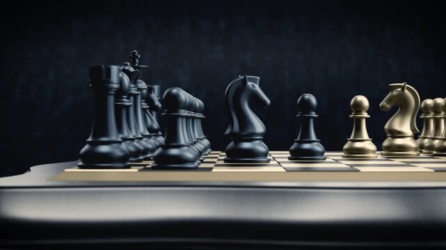chess in a dark studio environment