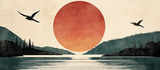 Peaceful Sunrise Over Mountain Lake