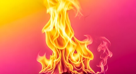Vibrant Fire Flames on a Gradient Background.
