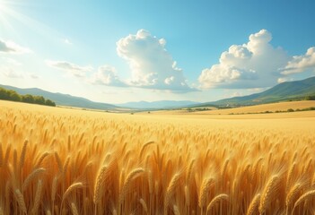 Golden Wheat Fields Swaying in the Breeze Nature Scene Beautiful Agricultural Landscape Serenity Harmony
