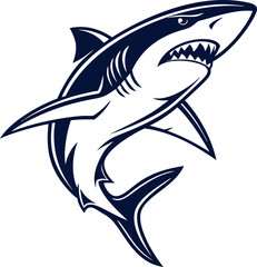 Fototapeta premium Shark head vector mascot logo, aggressive animal sport emblem. Wild predator character design for esport team, gym brand or streamer icon. Modern graphic illustration.