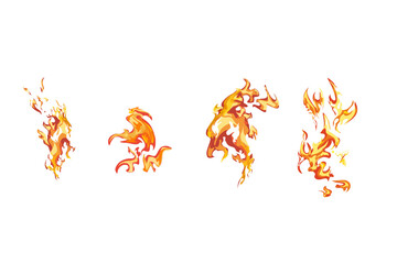 illustration of a collection of several fire icons without a background