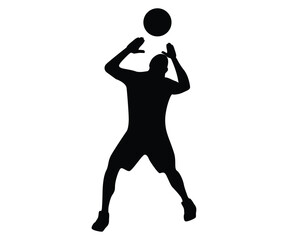 Volleyball Player Setting Silhouette Vector Art & Decal Design 