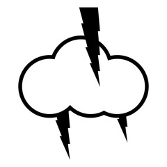 Cloud with Lightning Bolt Line Icon, Storm Weather Symbol