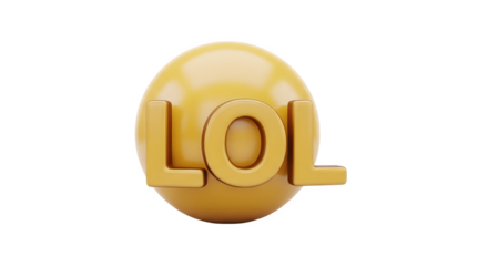 Yellow sphere with LOL letters a humorous and playful design.