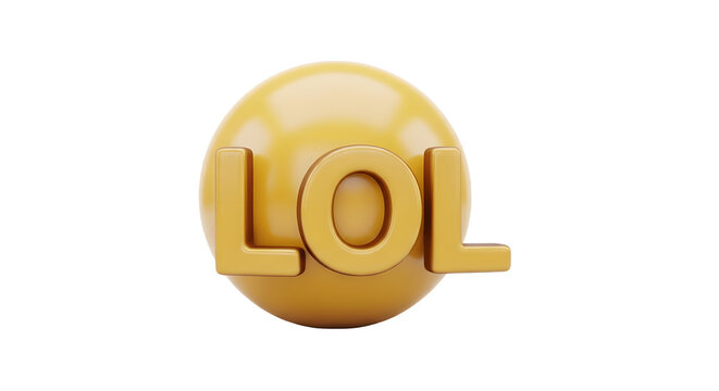 Yellow sphere with LOL letters a humorous and playful design.