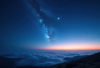 Starry Night Sky Over Serene Horizon Inspiring Tranquility Celestial Beauty and Endless Vastness