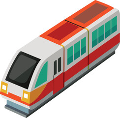 Isometric red and white high speed train with icon isolated on white transparent background vector eps png jpg business people clipping path cutout 2025 2026 4k full hd poster banner label download
