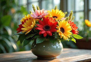 Stunning Seasonal Flower Blooms in Unique Vase Arrangements Bright Colors Fragrant Designs Decorative Floral Artistry