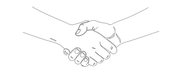 Elegant minimalist line art depicting a business handshake symbolizing agreement