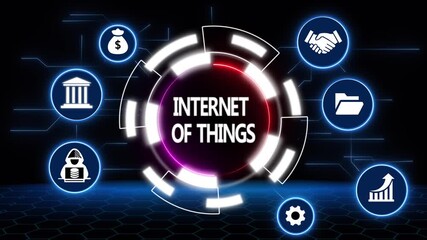 Internet of Things concept with interconnected icons and digital network background technology connection - Powered by Adobe