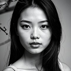 close up portrait of beautiful asian woman