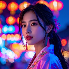 close up portrait of beautiful asian woman