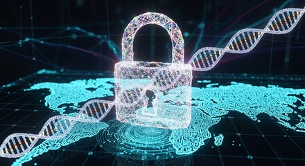 Cybersecurity Digital Padlock DNA Global Data Protection