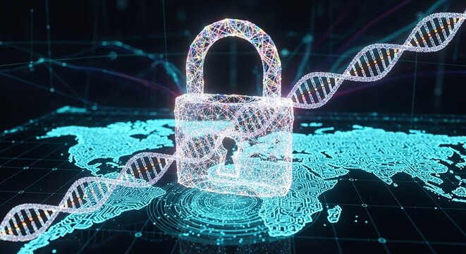 Cybersecurity Digital Padlock DNA Global Data Protection