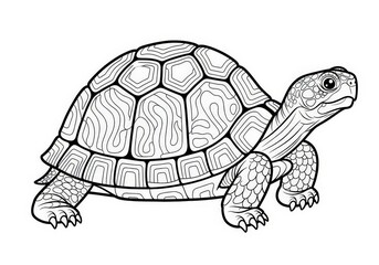 Obraz premium Detailed Line Art of a Turtle for Adult Coloring Books and Artistic Projects