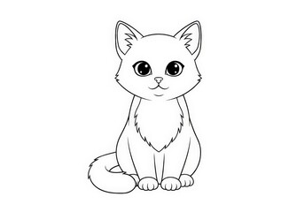 Obraz premium Cute Cartoon Cat Character Illustration for Coloring Pages and Art Projects for Kids