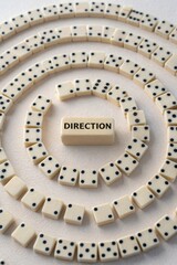 Naklejka premium Spiral Arrangement of Dice with the Central Word Direction