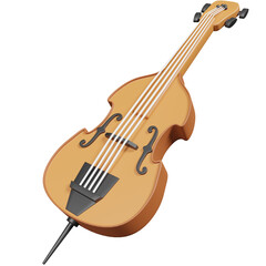 Fototapeta premium Isometric Musical Instrument Cello Isolated on Transparent Background Featuring Smooth 3D Render Light Brown Color and Stringed Design Music Education