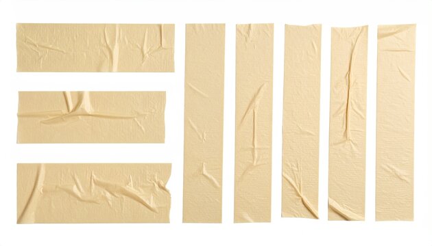 Adhesive tape strips on white, wrinkled, ready for home crafts & office projects