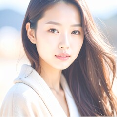 Close up portrait of beautiful asian woman