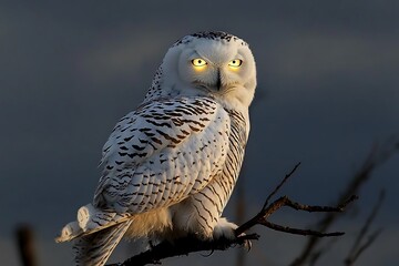 Majestic Snowy Owl Portrait Glowing Eyes Winter Majesty Wildlife Photography Bird of Prey Nature Beauty Serene Winter