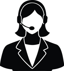  call center women illustration, office support symbol  