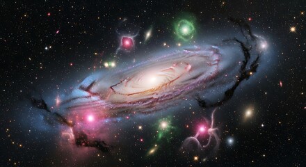 Vibrant Galaxys Cosmic Dance - A Celestial Spectacle.