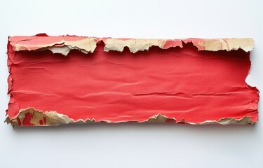 Ripped red and tan paper strip