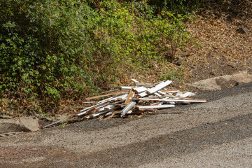 Pile of construction debris polluting the environment